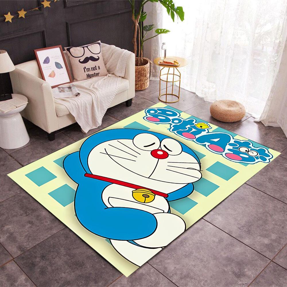 Doraemon Heart Adventure Themed Anti-Slip Rugs - Polyester Home Decor, Suitable for Bedrooms, Living Rooms, Doorways, Studios, and Decorations
