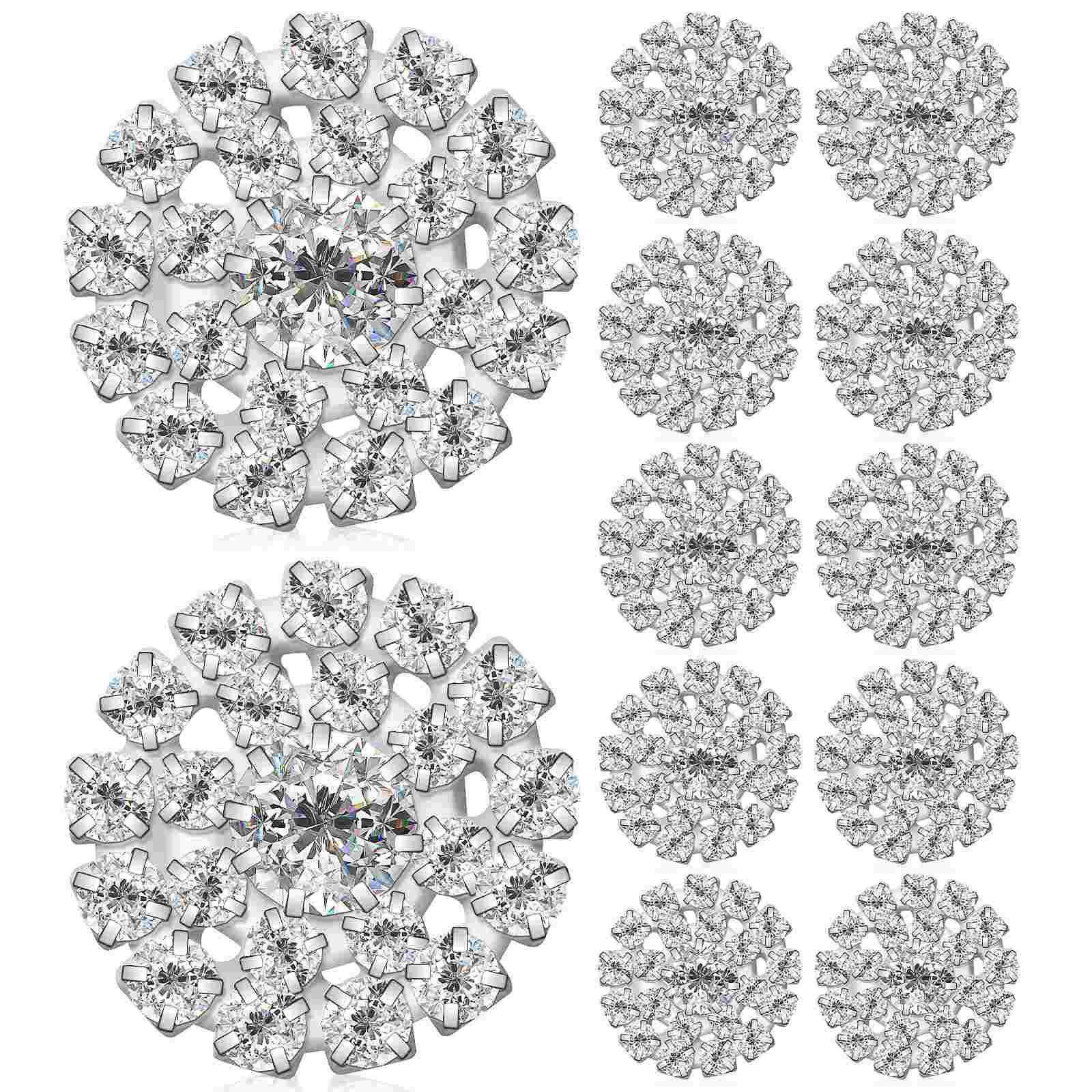 

12 Pcs Rhinestone Buckle Silver Buttons for Clothes Manual Clothing Sew-on Bulk L срібний
