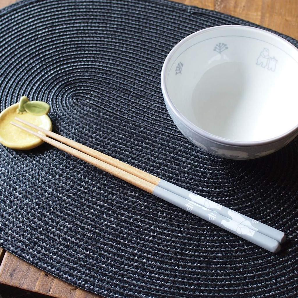 Minoru Pottery Chopsticks, 23.0cm, Polar Bear Design, Gray (Dishwasher Safe)
