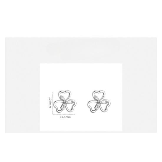 Sweet Super Fairy Hollow Love Three-Leaf Crocodile Earrings Temperature Small Forest Earrings Student Style