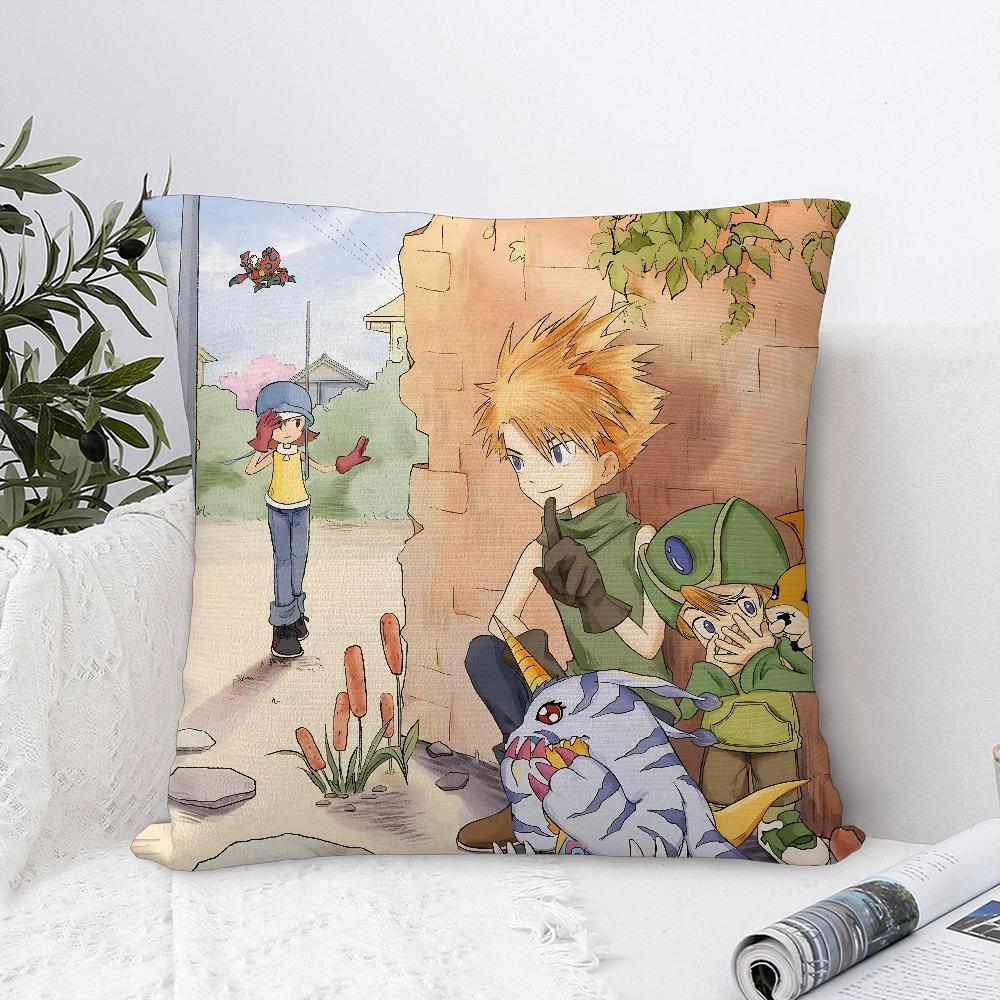 Anime D-Digimon A-Adventure Pillow Case Plush Fabric Soft Pillowcase Double Sided Print Cushion Cover Throw Pillow Cover