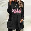 Women's Double-sided Fleece Christmas Tree Print Long Sleeve Hoodie