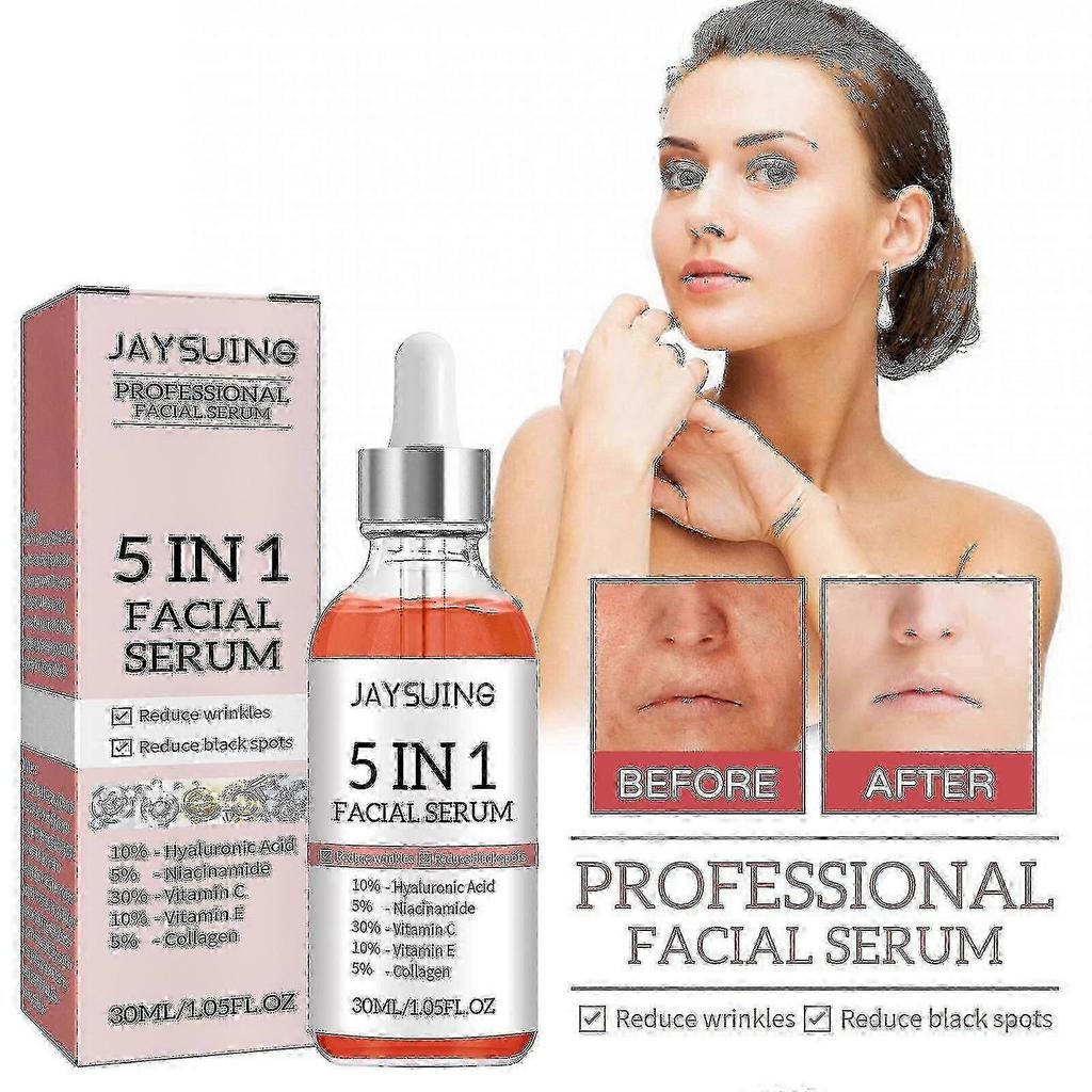 Jaysuing 5-in-1 Gesichtsessenz Befeuchtet die Haut, Anti-Falten, Strafft, Mildert Flecken, Akne, Nährt und Verschönert die Haut |