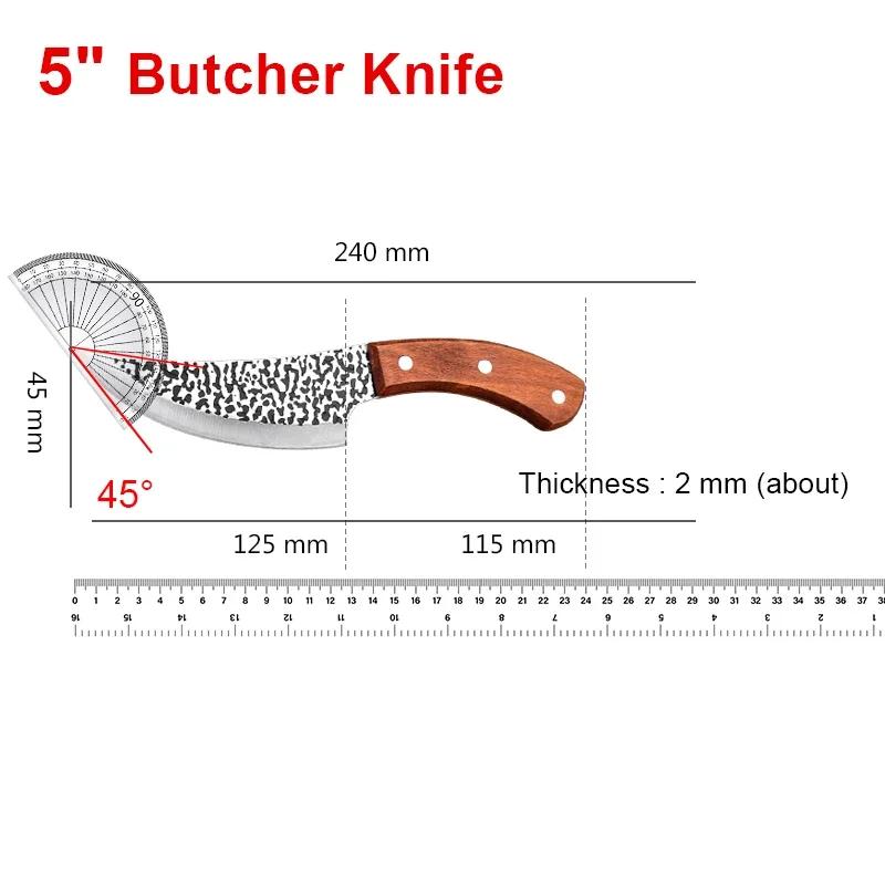 Butcher Knife Hand Forged Blade Kitchen Knives Plastic Handle Boning Knife Cleaver Meat Chopping Vegetables Cooking Chef Knives