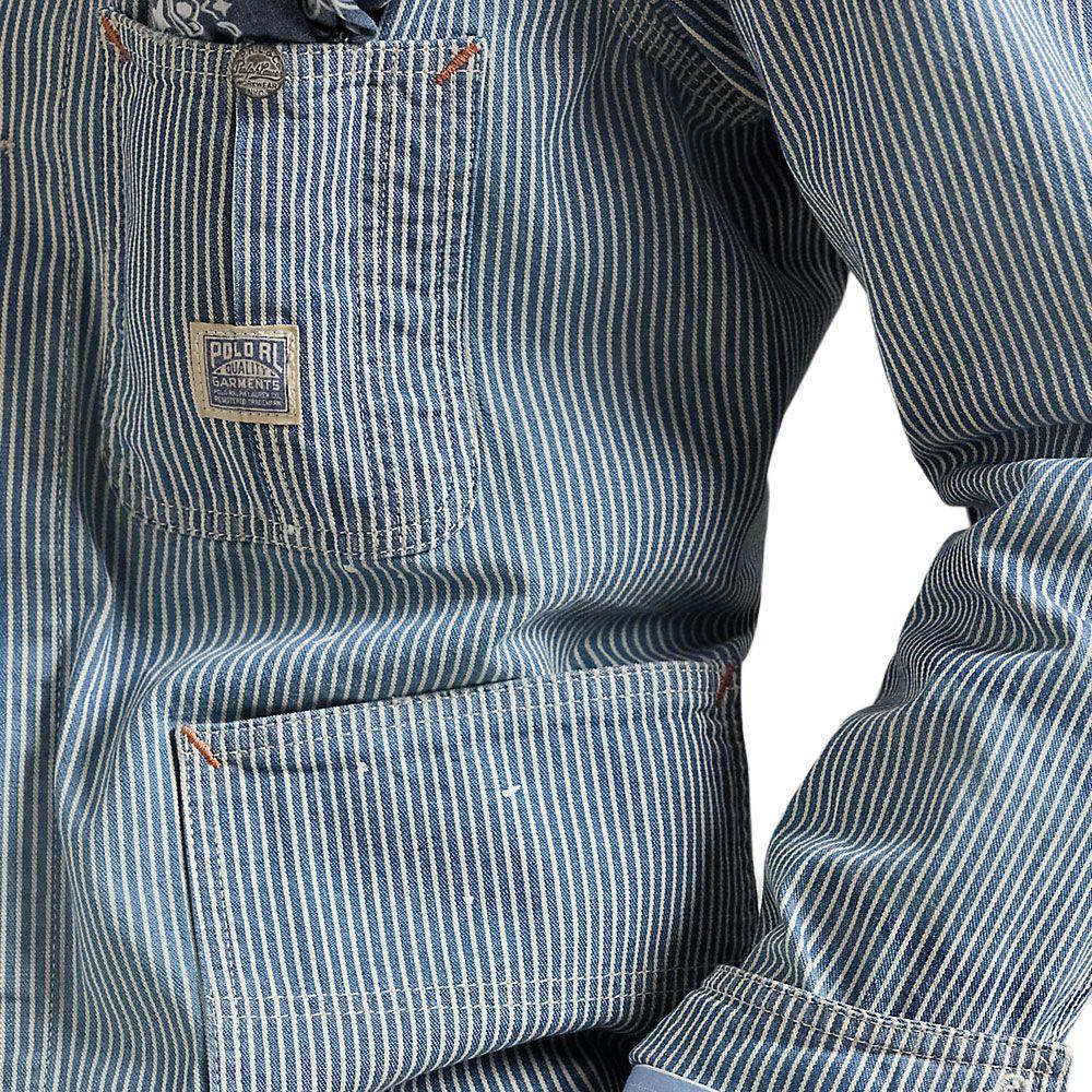 Polo Ralph Lauren Solid Walnut Cotton Striped Work Jacket Men Jackets Indigo MNPOOTW16021671-400