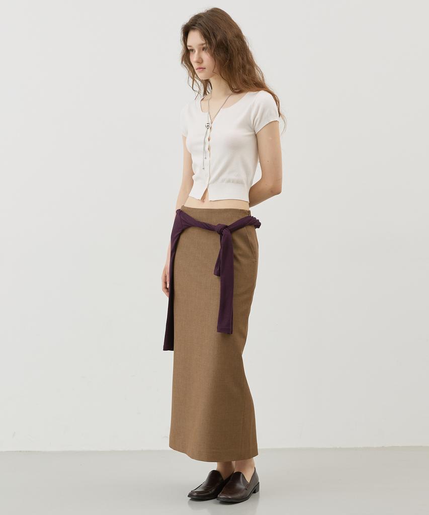 CITYBREEZE Cashmere Ball-Line Long Skirt_Brown