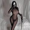 Plus Size Spitzen-Neckholder-Bodysuit mit offenem Schritt, durchsichtige Dessous für Frauen, BDSM-Bodystocking-Dessous, Halloween-Erotikkostüme