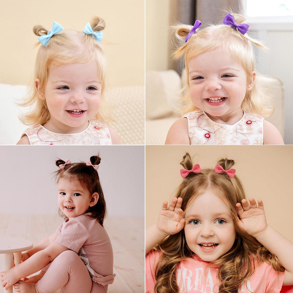 40Pcs 2inch Baby Girls Hair Bows Elastic Ties Grosgrain Ribbon Bow Rubber Band Ponytail Holders Hair Accessories