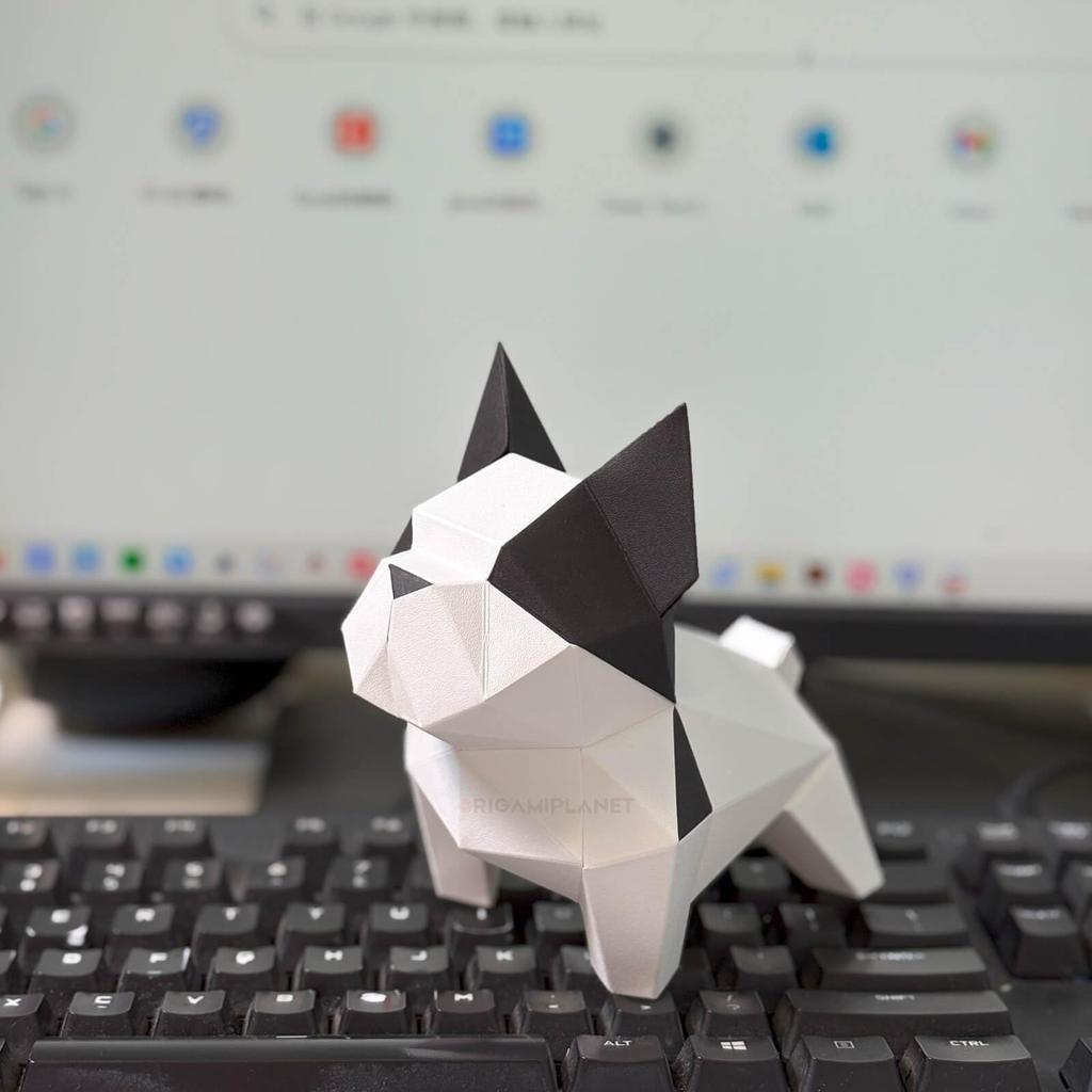 ORIGAMIPLANET Bulldog 3D Origami Bastelset für Erwachsene Einfache DIY Hunde Papier Skulptur 3D Niedliches Tier Handgemacht Heimdeko Kunst Heimdekoration Papierbasteln