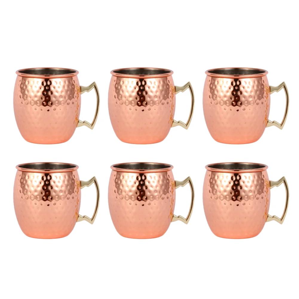 1-6PCS Cocktail Wine Cup Moscow Mule Mugs Stainless Steel Copper Plated Juice Beer Cup Coffee Mugs Bar Champagne Party Drinkware