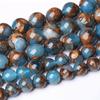 Lake Blue Cloisonne Natural Stone Beads 15"Strand Smooth Loose Spacer Beads 4/6/8/10/12mm for Jewelry Making DIY Bracelets Accessories
