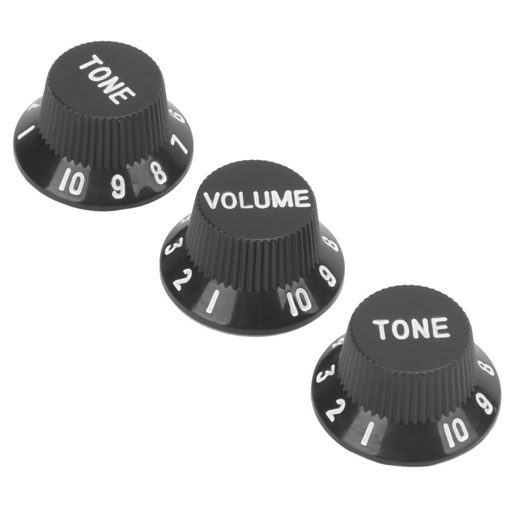 3PCS 2T1V Volume Tone Knobs Black Color Speed Control Knobs Guitar Control Knobs Electric Guitar