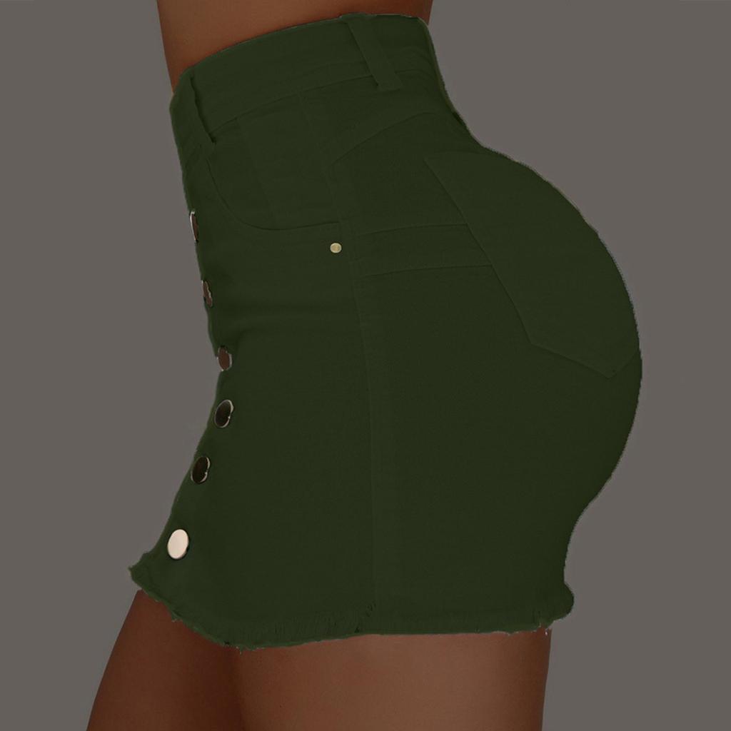 Women's Fashion Slim Solid Color Pocket High Waist Bust Denim Skirt Short Skirt