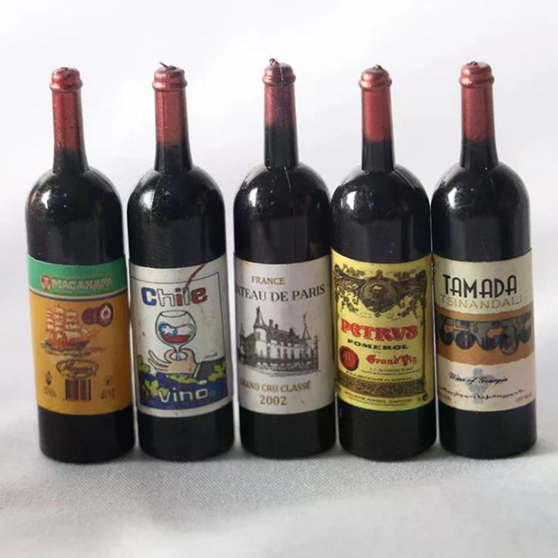 Dollhouse Miniature Accessories 5pcs 12 Wine Bottle Simulation for Decoration 1/12 Perfect Gift For Kids Fun Play Toy