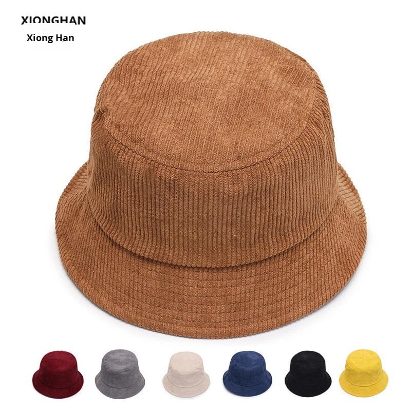 Corduroy Fisherman Hat Women Korean Style Autumn Winter Bucket Hat Warm Windproof Japanese Style Casual Versatile Solid