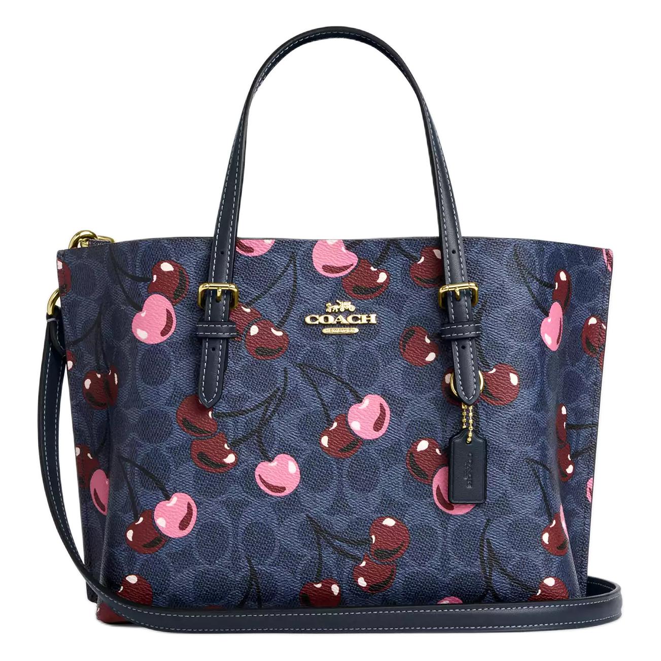 

Coach Mollie Cherry Print Coated Canvas Tote Bag Women Tote Bags Gold Denim Multicolor CZ772-IMDEI Basic Set (Bag+Dust Bag)