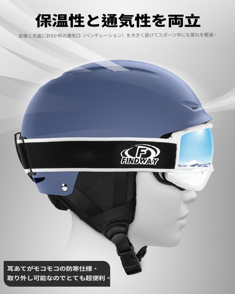 Findway Ski Helmet and Goggle Set for Includes Glasses Snowboard Size Double UV Impact Warm and Ideal for Outdoor and Men Adults, Goggles, OTG,