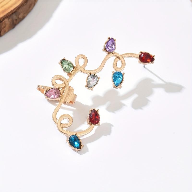 Exquisite Luxurious Creative Colorful Cubic Zirconia Full Ear Earrings for Women's Christmas Lights New Year Gifts Accessories