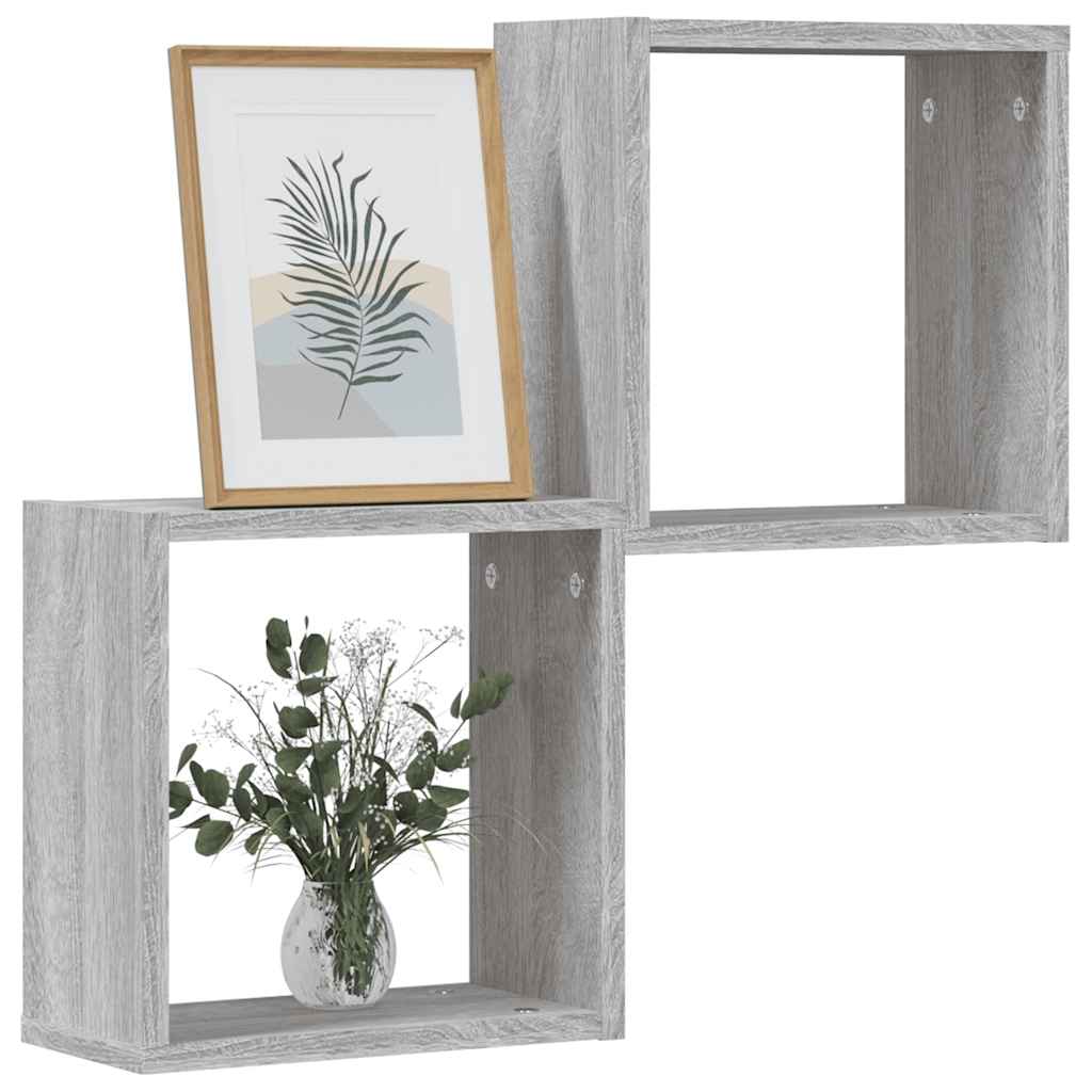 Cube Shelves 2 pcs Grey Sonoma 30 x 15 x 30 cm