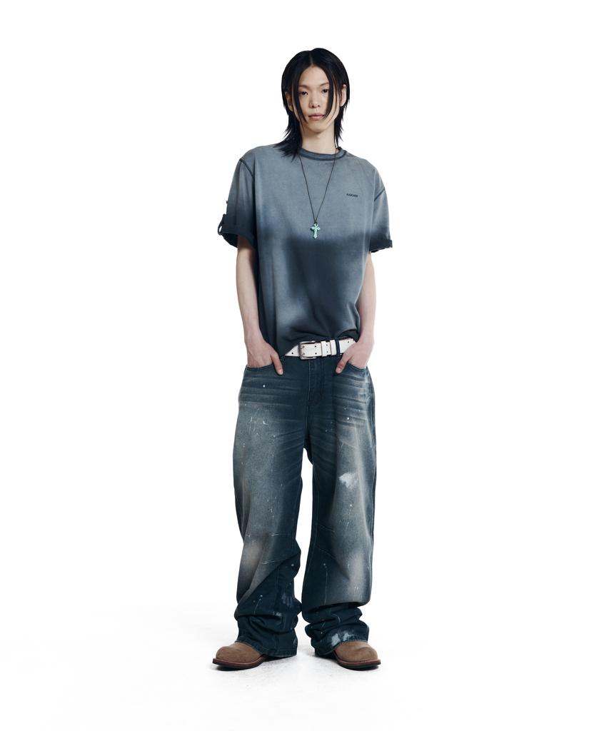 AAKAM Dirty Mist Roll-Up Half Top (Navy)