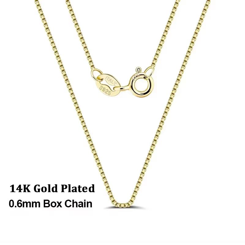 ORSA JEWELS Italian 925 Silver Box Chain Necklace Rose Gold/Gold Plated Silver Necklaces Neck Chains for Pendant SC07-G