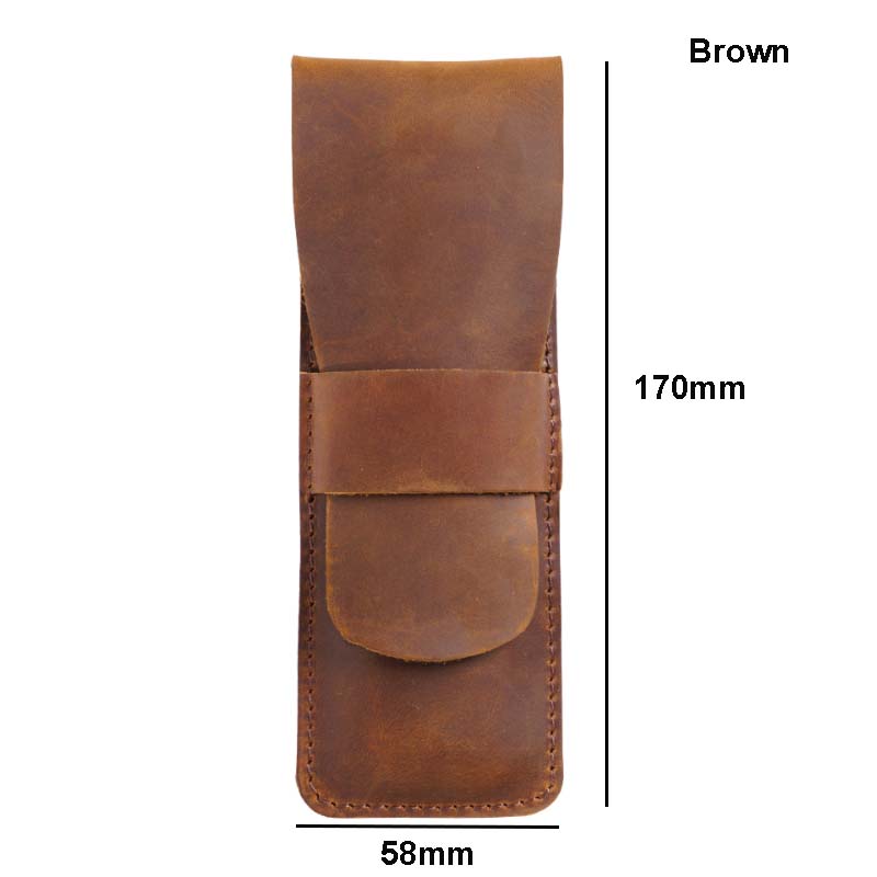 Handmade Cowhide Genuine Leather Pencil Bag Retro Vintage Style Fountain Pen Case Holder Office School Gift коричневый