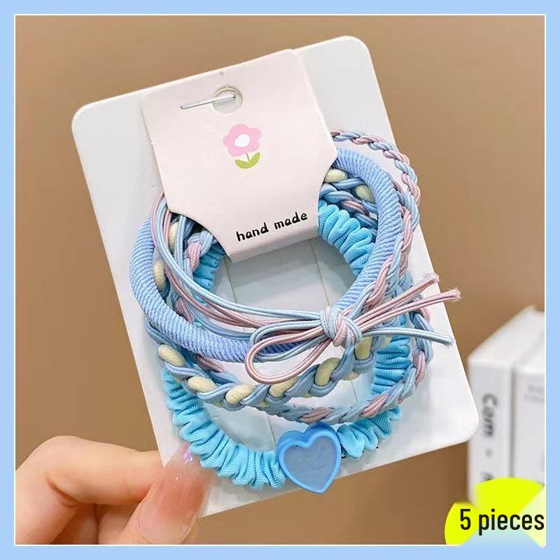 

Korean Style Smiley Face Heart Hair Tie Set for Girls - Cute Rubber Band Accessories