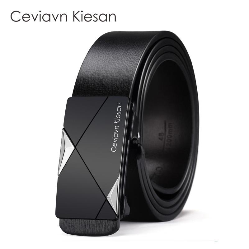 

Ceviavn Kiesan Men s Genuine Leather Automatic Buckle Belt Business Casual Versatile Style, 105-130cm 105cm білий