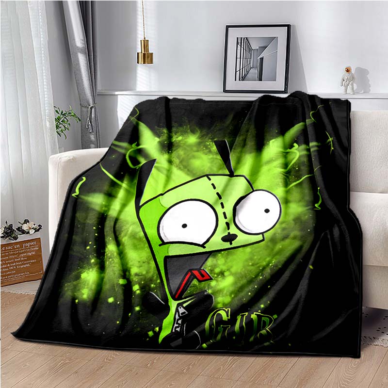 Invader ZIM Gir Kreslená deka Útulná měkká deka Deka na gauč Odolný dekor Pro děti Ženy Muži Cestovní deka Měkká přehoz na postel