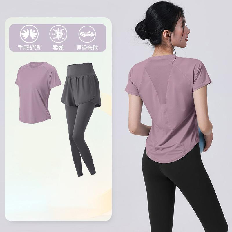 Tennis suit women's short-sleeved training clothes outdoor running quick-drying clothes thin badminton T-shirt fitness clothes