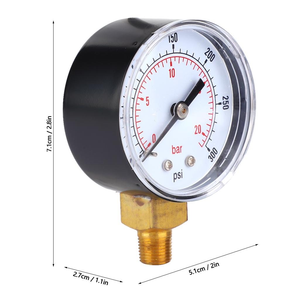 Pressure Gauge 50mm Dial 18 BSPT Bottom Connection for Air Water Oil Gas (0300PSI 020Bar )