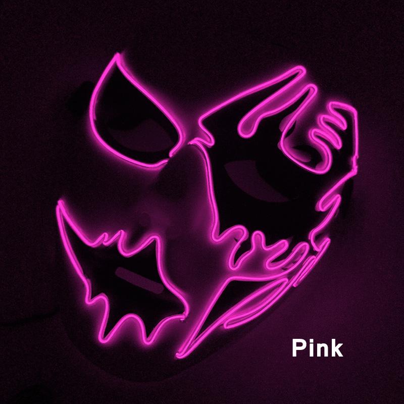 Led Light Up Scary Mask Shuffle Dance Cosplay Mask Glowing Purge Mask For Adult Dancer Halloween Party Show Props