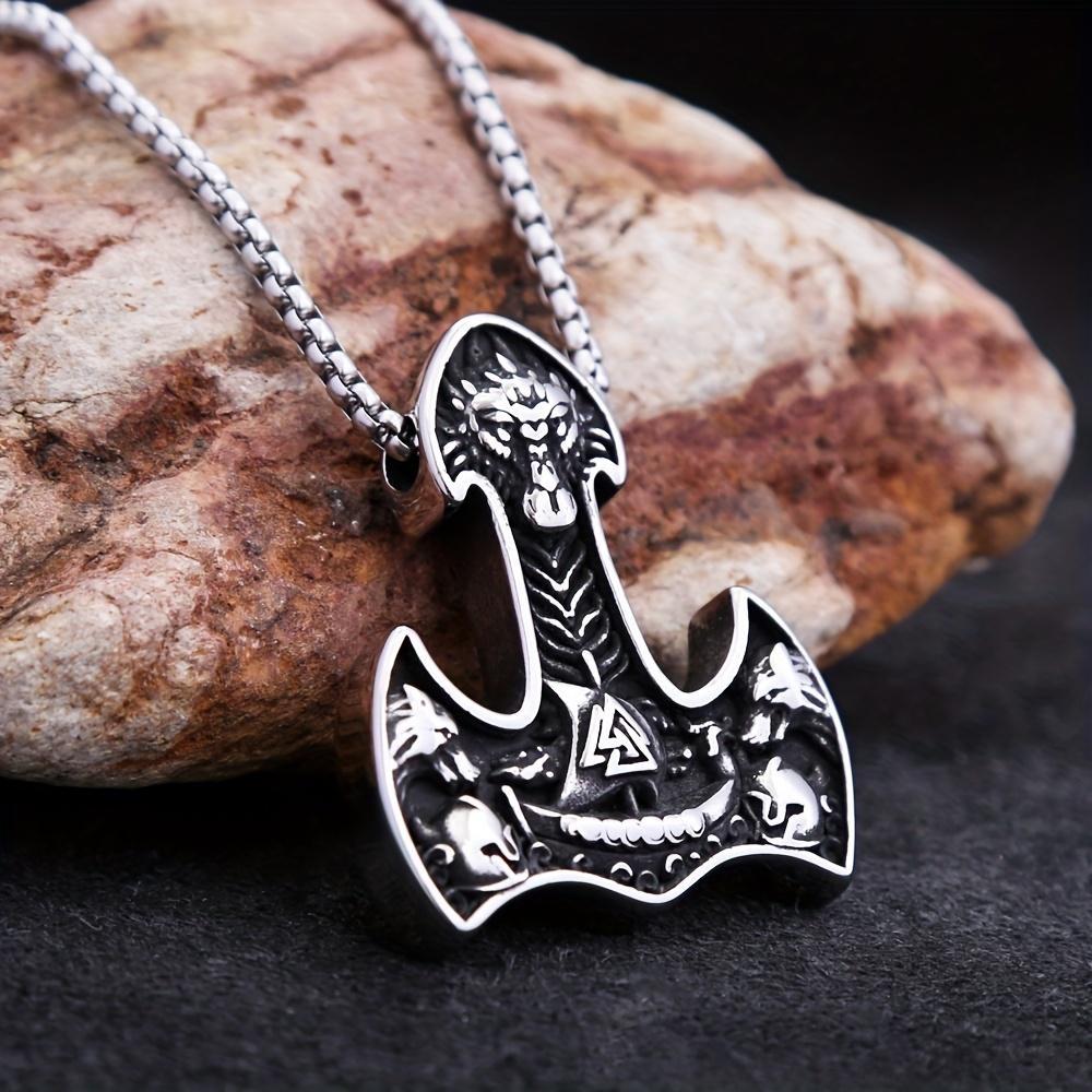 Vintage Wikinger Thor Hammer Anhänger Herren Halskette Wikinger Schiff Halskette Amulett Schmuck