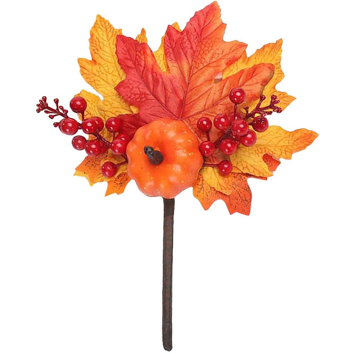

Kitchen Fall Autumn Decoration Artificial Maple Leaves Fake Pumpkin Faux Branches Berry Stem B
