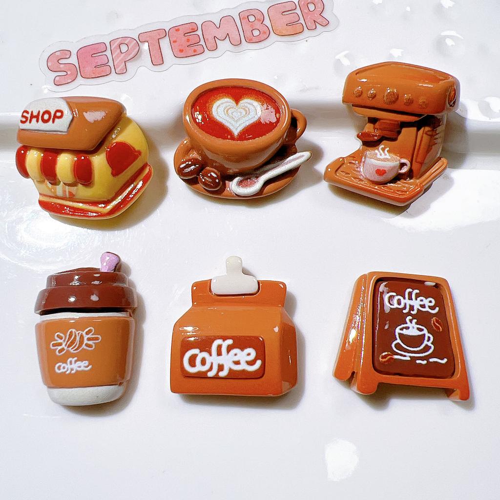 10PCS New Resin Cute Cartoon Coffee Series Flat Back Cabochon Home Decor DIY Scrapbook Crafts Jewelry Accessories