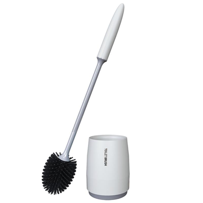 

1Set Silicone Head Toilet Brush with Quick Draining Feature Wall-Mount Or Floor-Standing Design Bathroom Cleaning Tool Accessory білий
