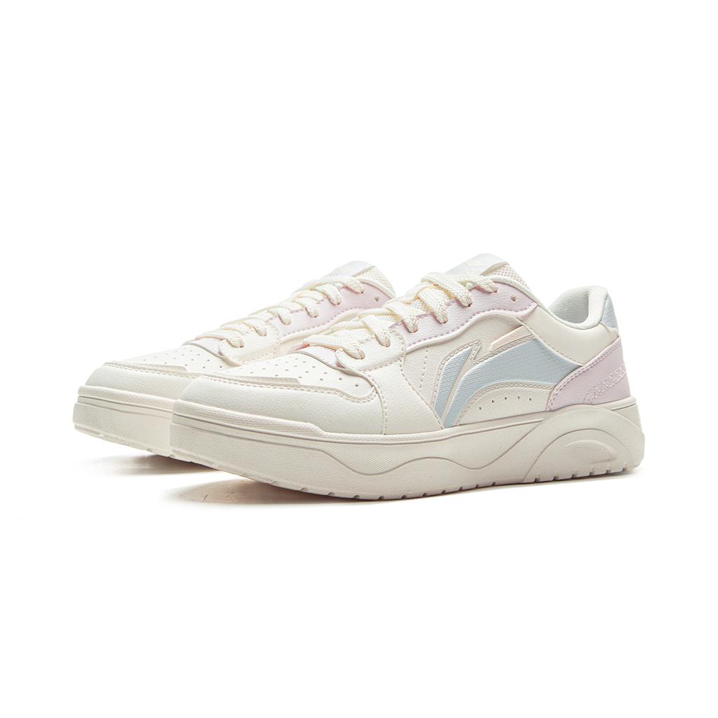 Li Ning Classic Fashion Versatile Youthful White Sneakers Women Sneakers Pink Blue AGCV180-2