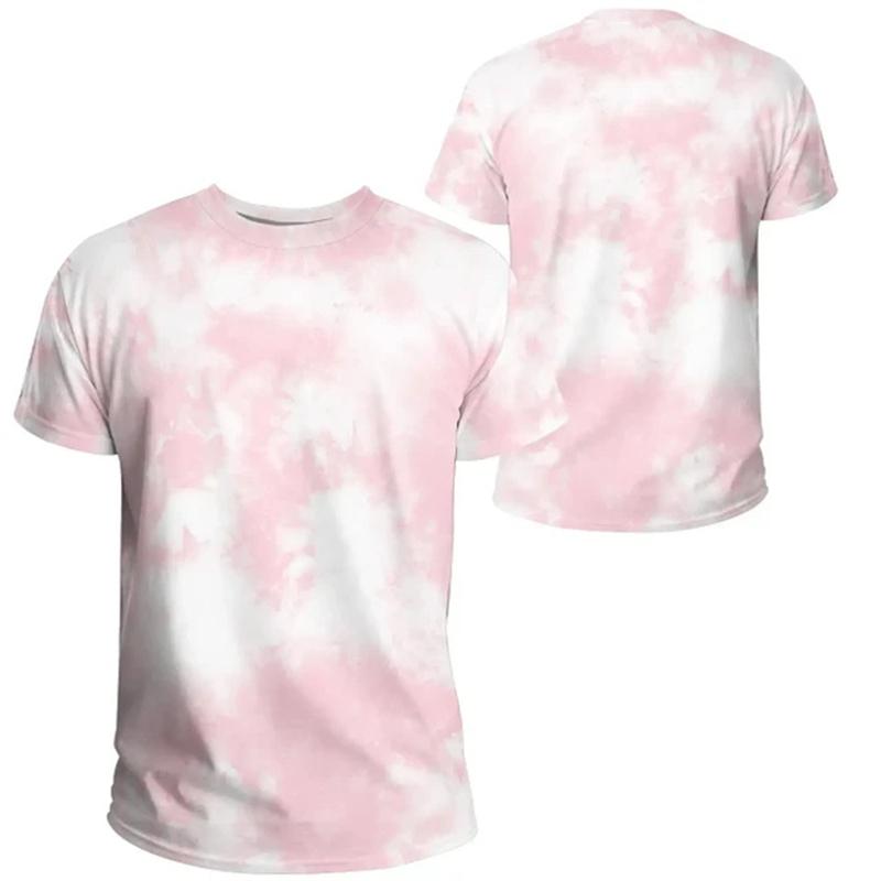 T-shirt Tie Dye con Stampa 3D Uomo Estate Top da Esterno Moda Casual Manica Corta Uomo Donna Asciugatura Rapida Maglietta da Palestra Poliestere
