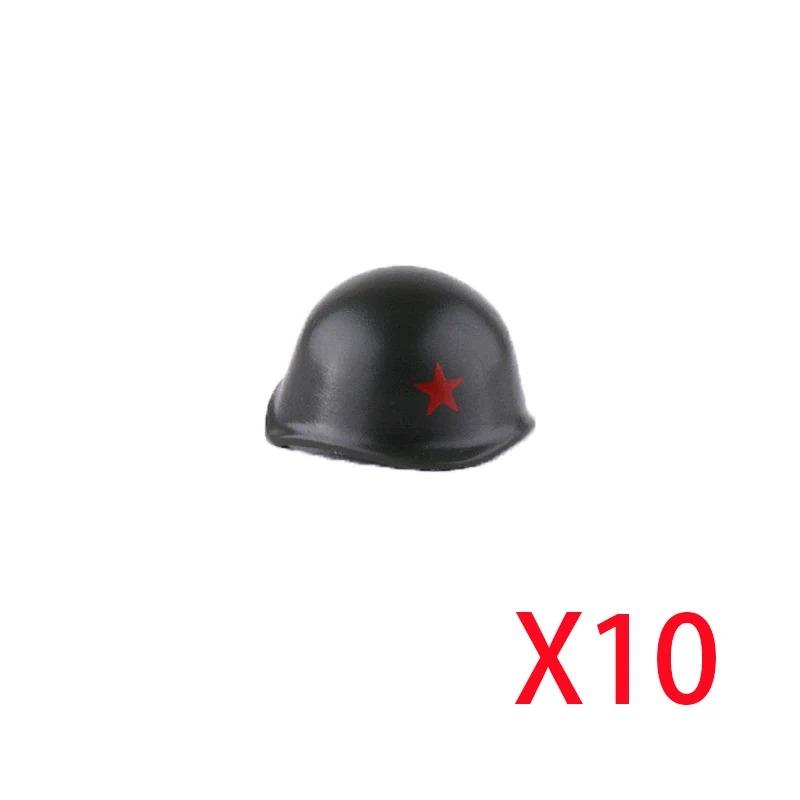 Andra världskriget Militära Byggklossar Tillbehör Figur Soldat Hjälm Leksak USSR1 USA UK Japansk Hatt Mini Tegel Huvmask Flamkastare