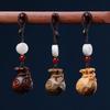 Rosewood and Green Sandalwood Qian Fudai Car Keychain Pendant and Phone/Bag Chain