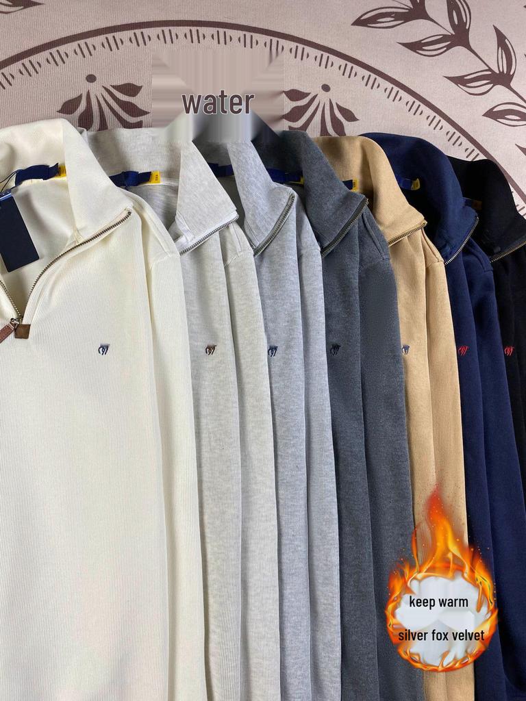 RL Ralph Lauren Herren- & Damen-Sweatshirt mit Pony-Logo und halbem Reißverschluss - Langärmlig, Umlegekragen, Lockere Passform, Amerikanischer Retro-Stil.