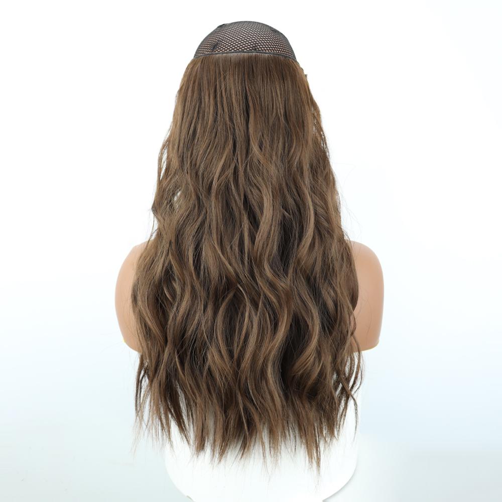 

LISI HAIR Светло-русые женские модные волнистые наращивание волос 22 дюйма из синтетического волокна, натуральные волнистые невидимые провода и зажимы, шиньон 55 cm