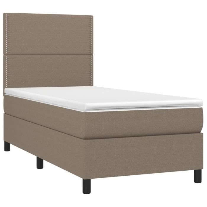 3141661 vidaXL Divan Bed with Mattress Taupe 90x190 Cm Fabric