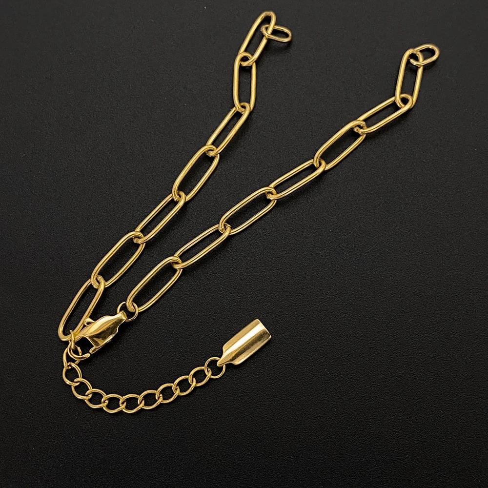 eManco Stainless Steel Semi-finished Charm Bracelet Round Wire Chain Adjustable Extension Chain Lobster Clasp for DIY Jewelry