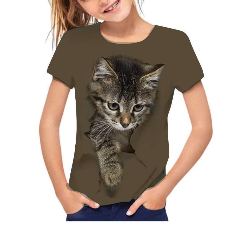 

Детская футболка с 3D-принтом, летняя детская простая и повседневная футболка с круглым вырезом и короткими рукавами с милым 3D-принтом в виде животных 170