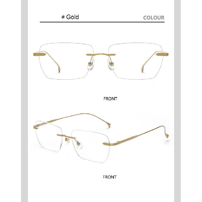 Men Pure Titanium Eyeglasses Frame Women Ultralight Rimless Glasses Blue Light Blocking Lens Prescription Myopia Reading Eyewear
