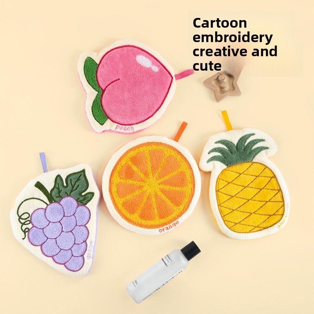 Cartoon Fruit Hand Towel Absorbent Kitchen Rags Cute Bathroom Kerchief