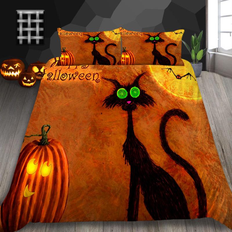 Halloween Decorative Quilt Cover Pillowcase Two Or Three-Piece Set Polyester 3D Digital Printing
