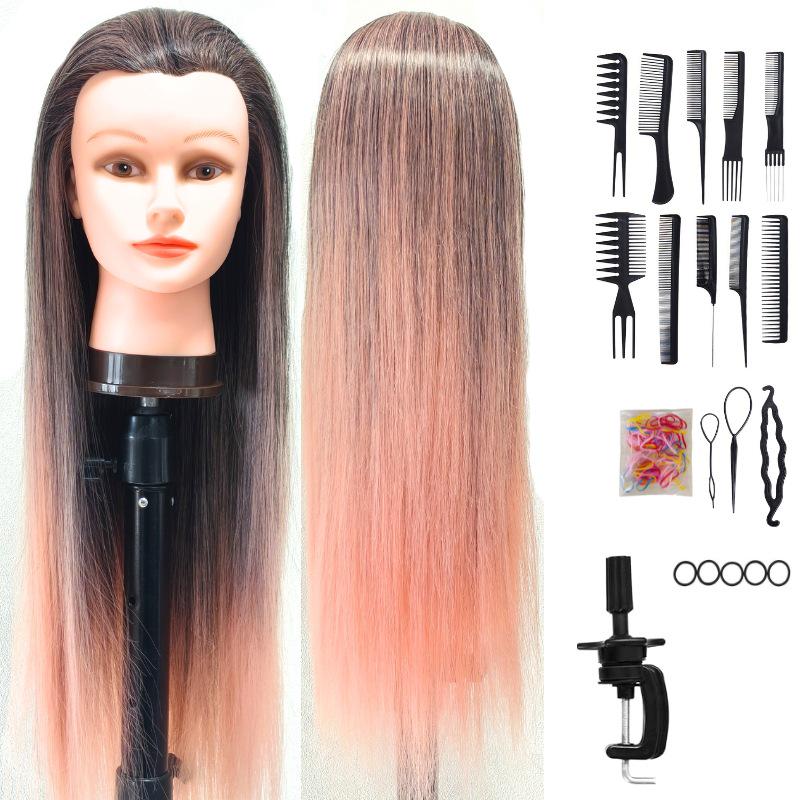 High Temperature Fiber Wig Mannequin Head for Hairdressing and Haircutting Training