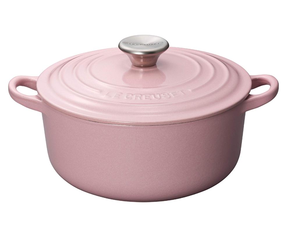 Le Creuset Cast Iron Enameled Pot Cocotte Ronde 18 cm Chiffon Pink Gas IH Oven Compatible